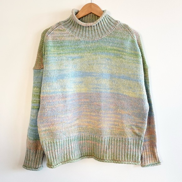 Anthropologie 525 America Space-Dye Mock-Neck Pastel Multicoloured Sweater - Picture 5 of 10